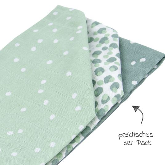 Briljant Baby Gauze diapers 3 pack 70 x 70 cm - Spots - Green
