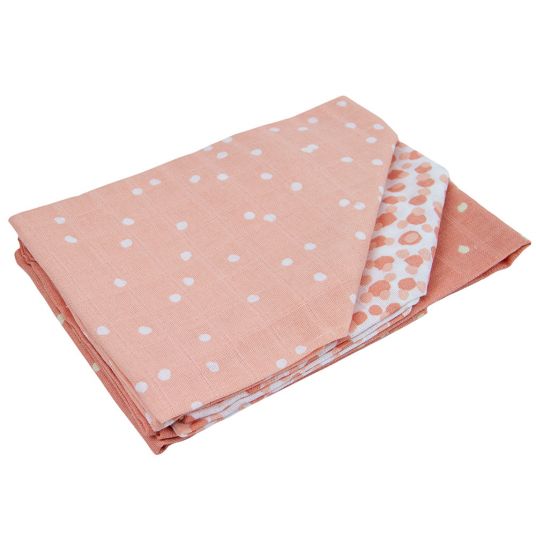 Briljant Baby Gauze diapers 3 pack 70 x 70 cm - Spots - Pink