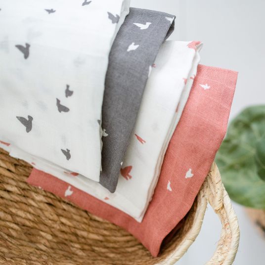 Briljant Baby Gauze diapers 4 pack 70 x 70 cm - Organic Cotton - Birds - Tornado