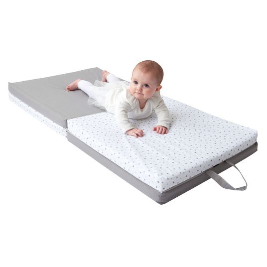 Candide 3in1 Travel Cot & Play Mattress - Stars - Grey