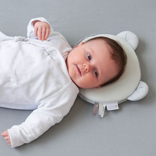 Candide Cuscino per neonati contro la deformazione della testa Petit Panda Air Plus - Bianco Grigio Chiaro