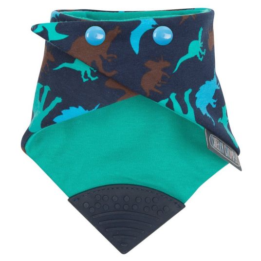 Cheeky Chompers Reversible scarf Neckerchew with teething corner - Dino Friends