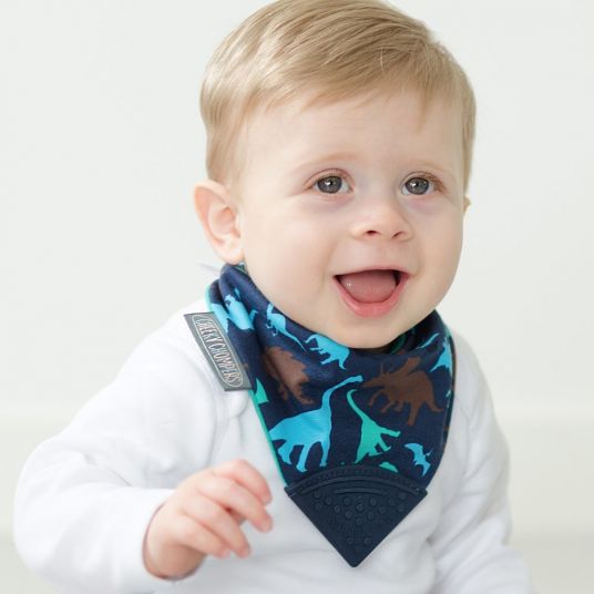 Cheeky Chompers Reversible scarf Neckerchew with teething corner - Dino Friends