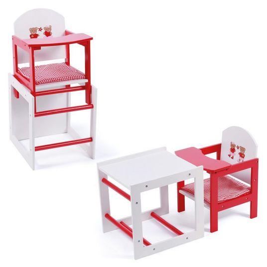 CHIC 2000 Doll High Chair 2 in 1 Teddy Bears - White Red