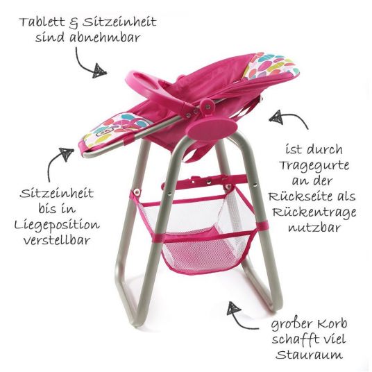 CHIC 2000 Doll high chair - Pink Bubbles