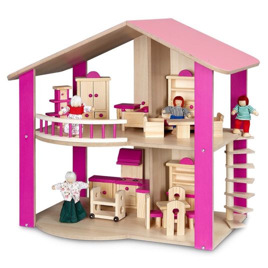 CHIC 2000 Puppenhaus inkl. Möbel und Puppen - Pink