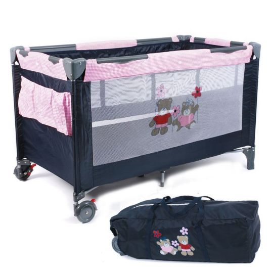Chic 4 Baby Luxury travel bed - Pink Checker