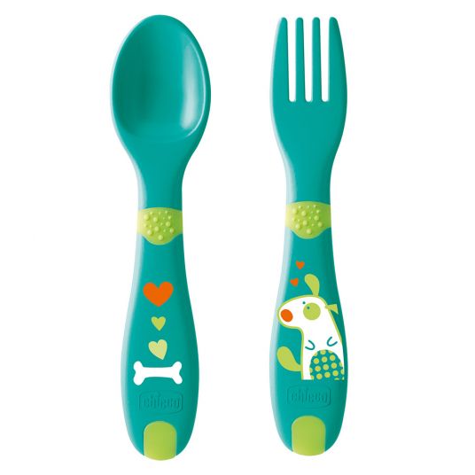 Chicco 2pcs. dining cutlery set - turquoise