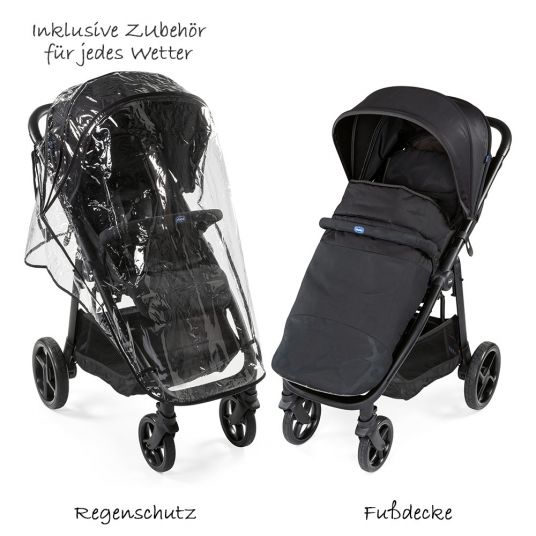 Chicco Buggy & stroller Multiride up to 22 kg loadable, incl. foot cover & rain cover - Jet Black