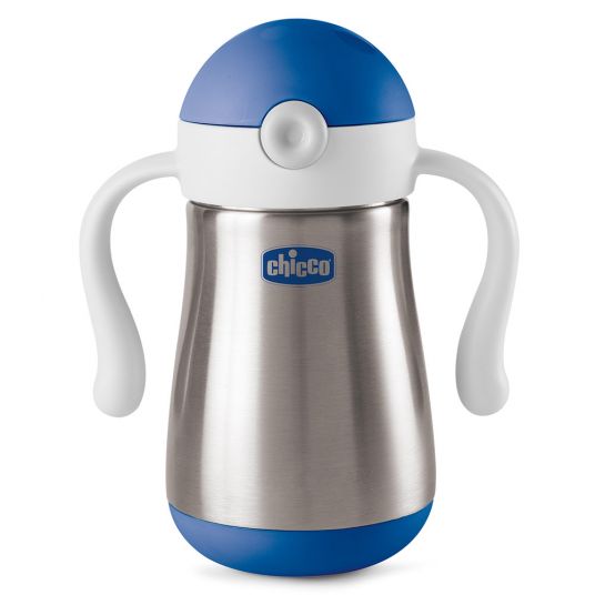 Chicco Stainless Steel Drinking Cup Power Cup with Straw 237 ml - Blue