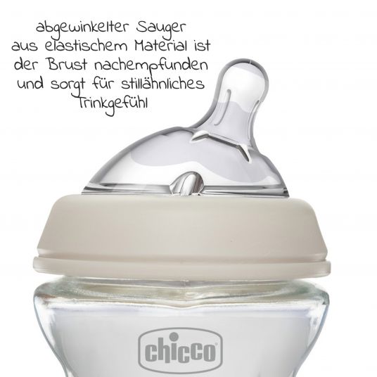 Chicco Glas-Flasche Naturalfeeling 150 ml + Silikon-Trinksauger