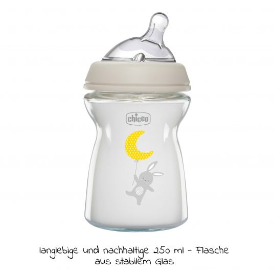 Chicco Glas-Flasche Naturalfeeling 250 ml + Silikon-Trinksauger