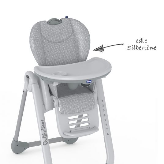 Chicco High chair Polly 2 Start - Happy Silver
