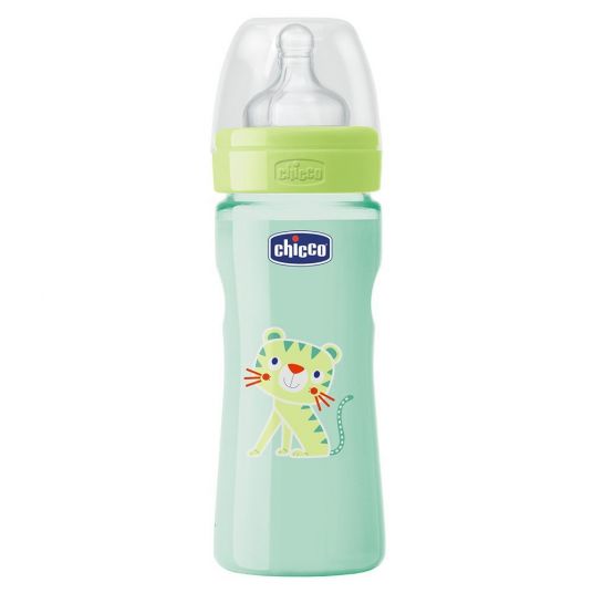Chicco PP bottle well-being 250 ml - silicone 1 slot - Coloured Green