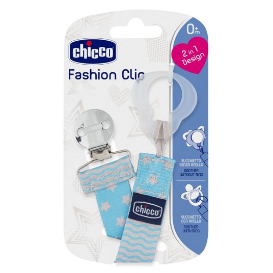 Chicco Schnullerband Fashion Clip - Blau
