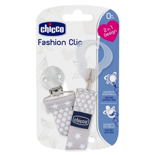 Chicco Schnullerband Fashion Clip - Grau