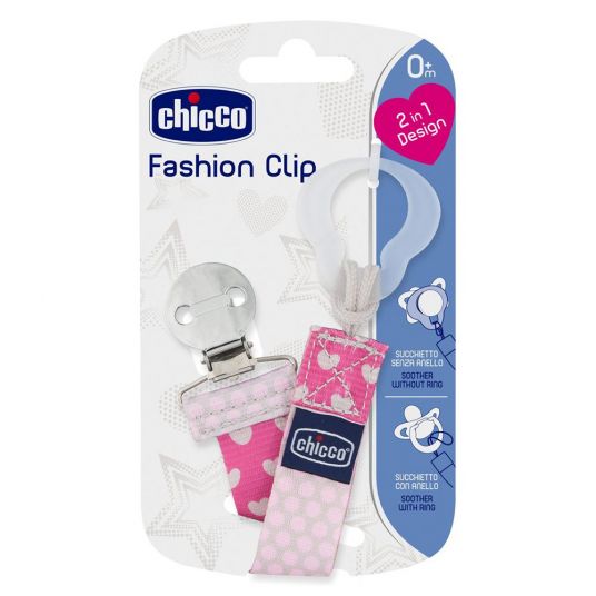 Chicco Schnullerband Fashion Clip - Pink