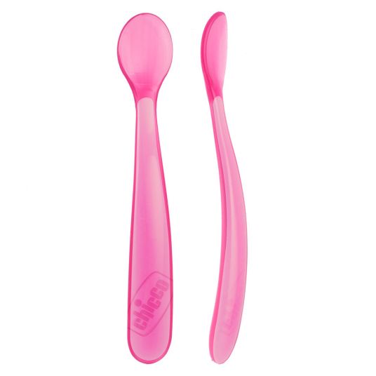 Chicco Silicone Feeding Spoon 2 Pack Long - Rose Pink