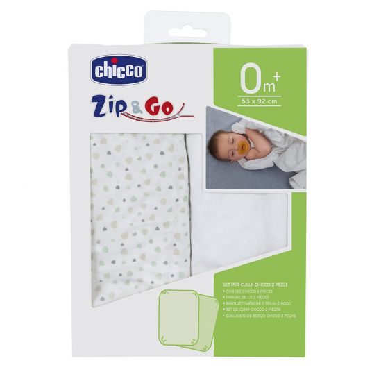 Chicco Fitted sheet 2 pack for travel cot Zip & Go - Light Grey