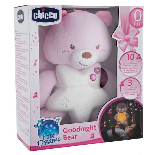 Chicco Music box with night light good night bear - pink