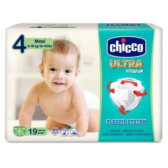 Chicco Diaper 19-pack Ultra Fit&Fun - size 4 Maxi 8-18 kg