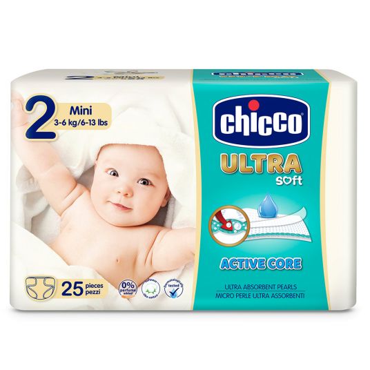 Chicco Windel 25er Pack Ultra Soft - Gr. 2 Mini 3-6 kg