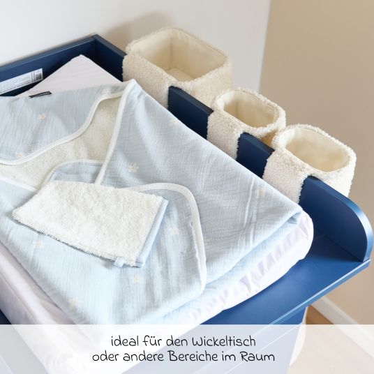 Childhome Aufbewahrungskorb 3er Set mit Haken zum Aufhängen - Teddy - Offwhite