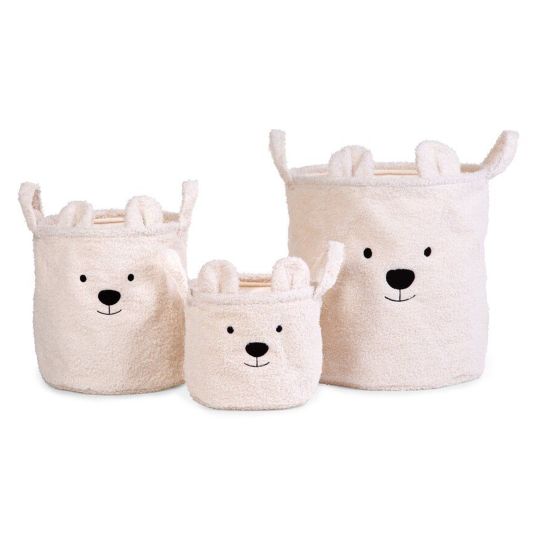 Childhome Storage basket set of 3 - Teddy - White