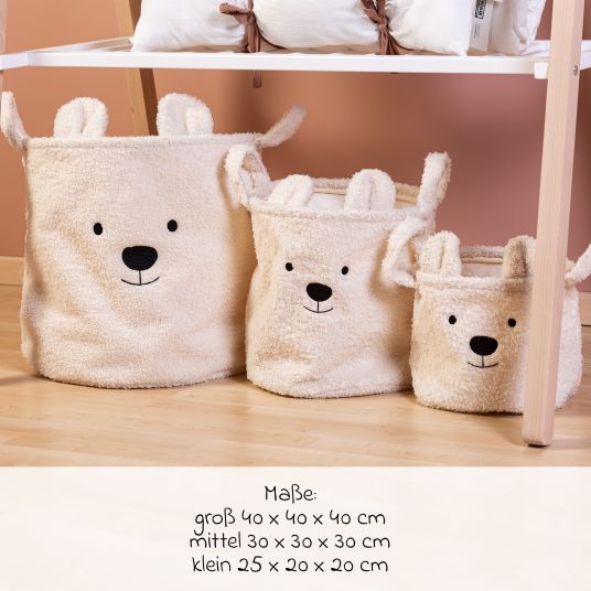 Childhome Storage basket set of 3 - Teddy - White