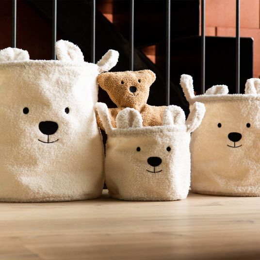 Childhome Set di 3 cesti portaoggetti - Teddy - Bianco