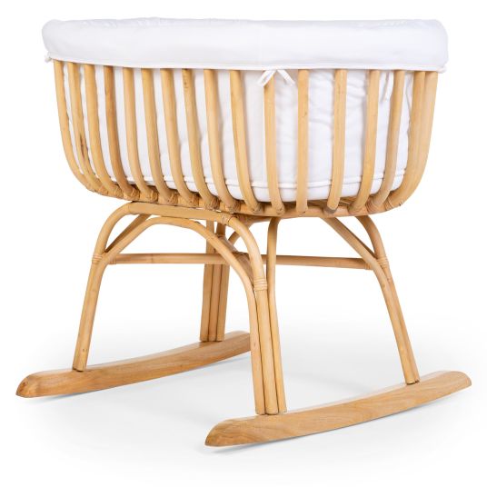 Childhome Baby cradle / bassinet rattan 80x40 with rocking runners incl. mattress + nest - Ecru