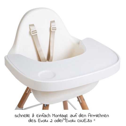 Childhome Essbrett / Tischplatte für Hochstuhl Evolu mit rutschhemmender Silikon-Unterlage - Weiß