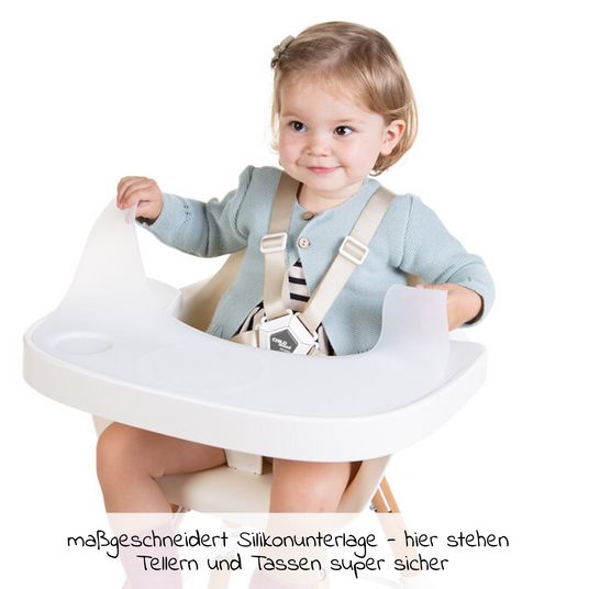 Childhome Essbrett / Tischplatte für Hochstuhl Evolu mit rutschhemmender Silikon-Unterlage - Weiß