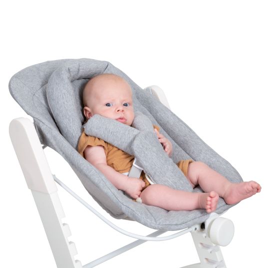 Childhome Evosit Newborn-Set - mitwachsender Hochstuhl mit abnehmbarem Essbrett + Neugeborenenaufsatz - White