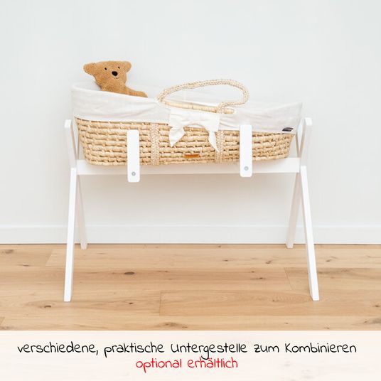 Childhome Moses basket / baby basket made of natural corn leaf incl. mattress + lining - off-white