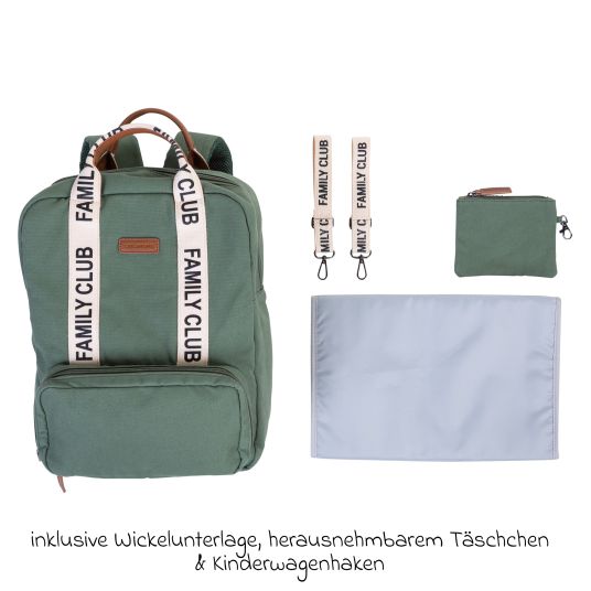 Childhome Wickelrucksack Family Club - Signature - Grün