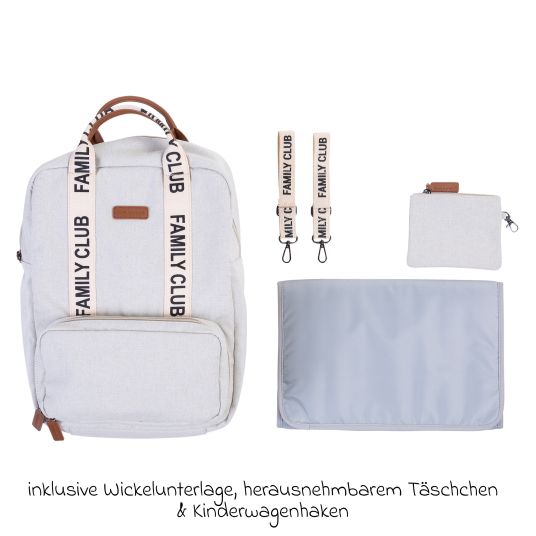 Childhome Wickelrucksack Family Club - Signature - Offwhite