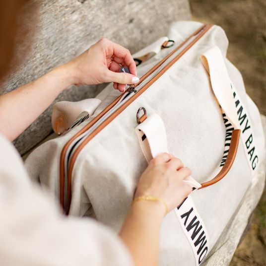 Childhome Wickeltasche Mommy Bag - Signature Canvas - Offwhite