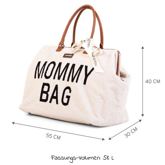 Childhome Wickeltasche Mommy Bag - Teddy - Ecru