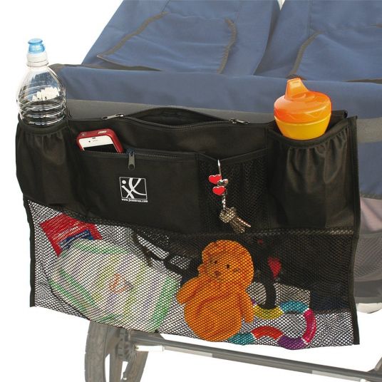 Childress Double organizer for sibling stroller with mesh pocket - Black