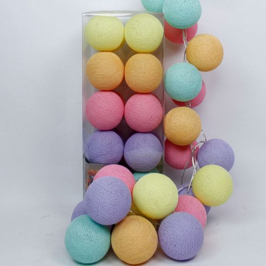 Cotton Ball Lights 20 Festoni a forma di palline di cotone - Gelato