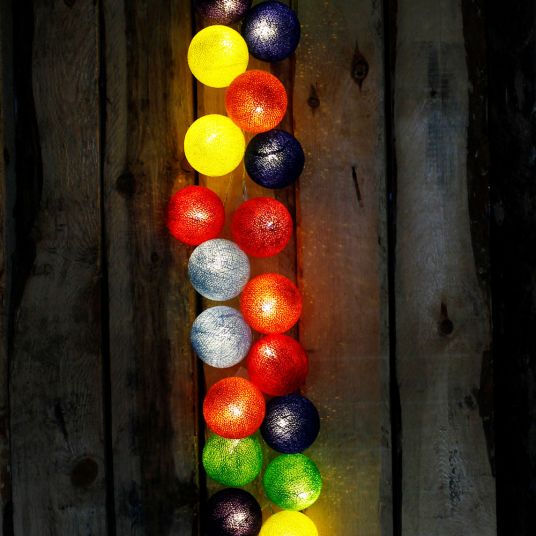 Cotton Ball Lights 20er Cotton-Ball-Lichterkette - Rainbow