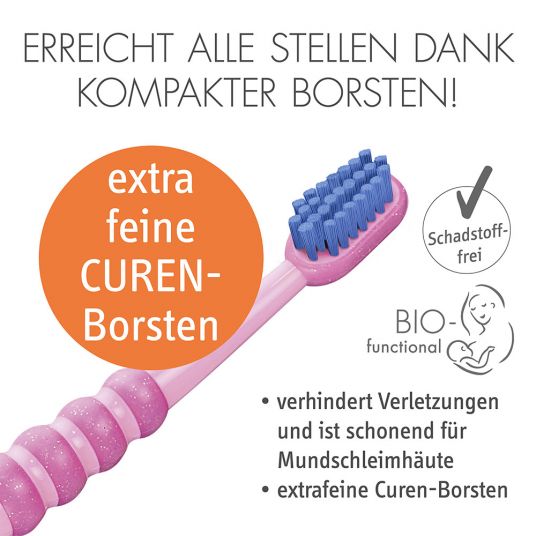 Curaprox Baby Toothbrush 2 Pack Biofunktional Duo 0 - 4 years - Pink