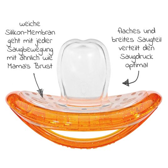 Curaprox Pacifier 2 Pack Biofunktional Duo - Silicone 0-7 M - Orange