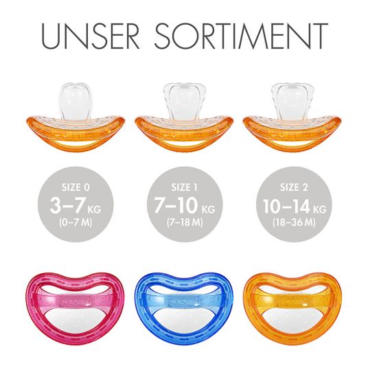 Curaprox Pacifier 2 Pack Biofunktional Duo - Silicone 0-7 M - Orange