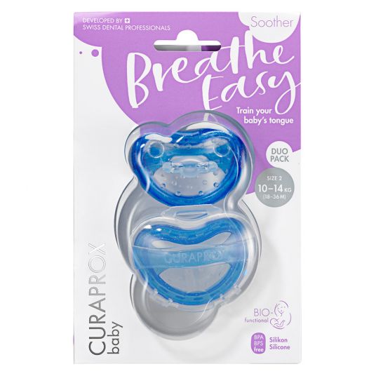 Curaprox Pacifier 2-pack Biofunktional Duo - Silicone 18-36 M - Blue