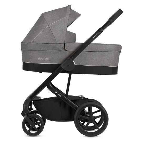 Cybex 4in1 Kinderwagen-Set Balios S inkl. Babywanne Cot S, Babyschale Aton M i-Size & Isofix Base M - Manhattan Grey