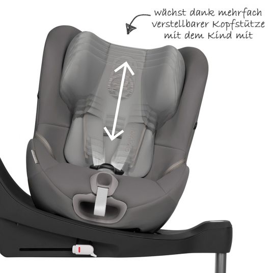 Cybex Reboarder-Kindersitz Sirona S i-Size inkl. Base - Manhattan Grey Mid Grey