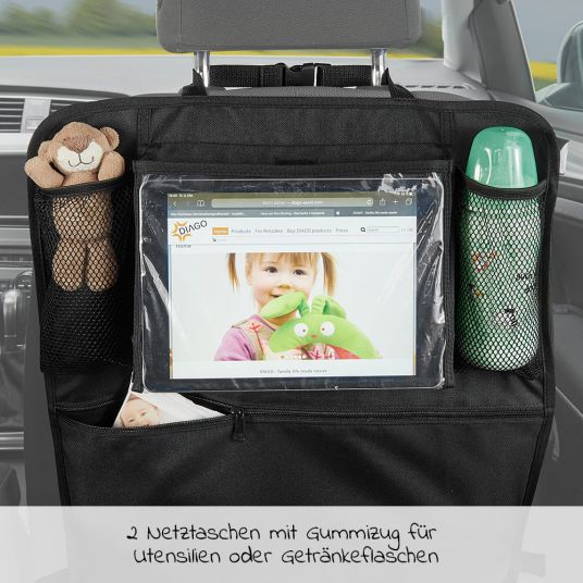 Diago Auto-Organizer-Rückenlehnenschutz mit verstellbarer Tablet-Halterung - Schwarz