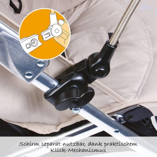 Diago Ombrellone Deluxe 50+ per carrozzina - Grigio